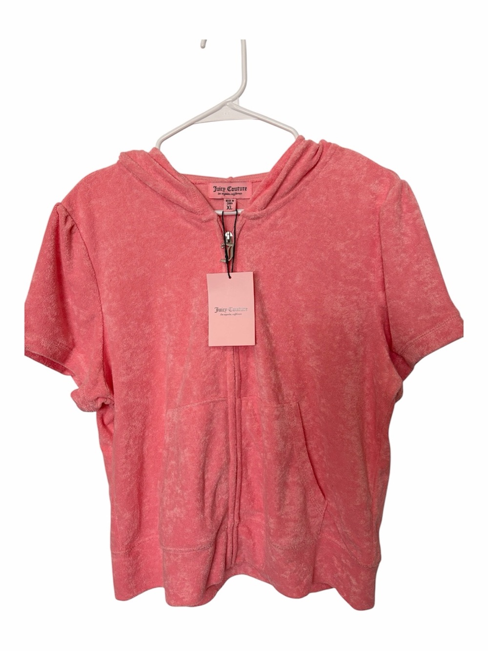 Juicy Couture Coral Pink Short-Sleeve Zip Hoodie